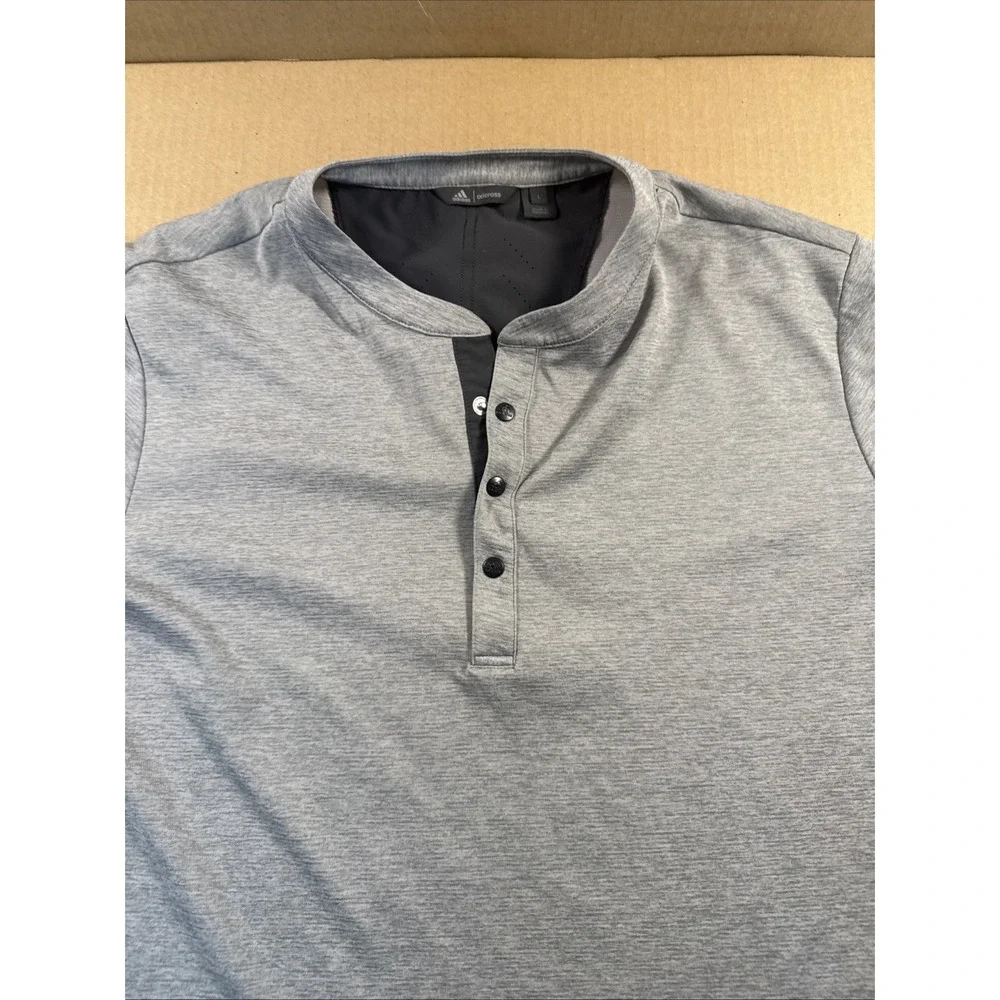 Adidas Adicross Henley Shirt Mens Large Gray Long Sleeve Golf Performance Fit